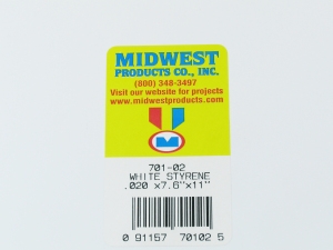 701-02 WHITE STYRENE .020 (0.51mm) 